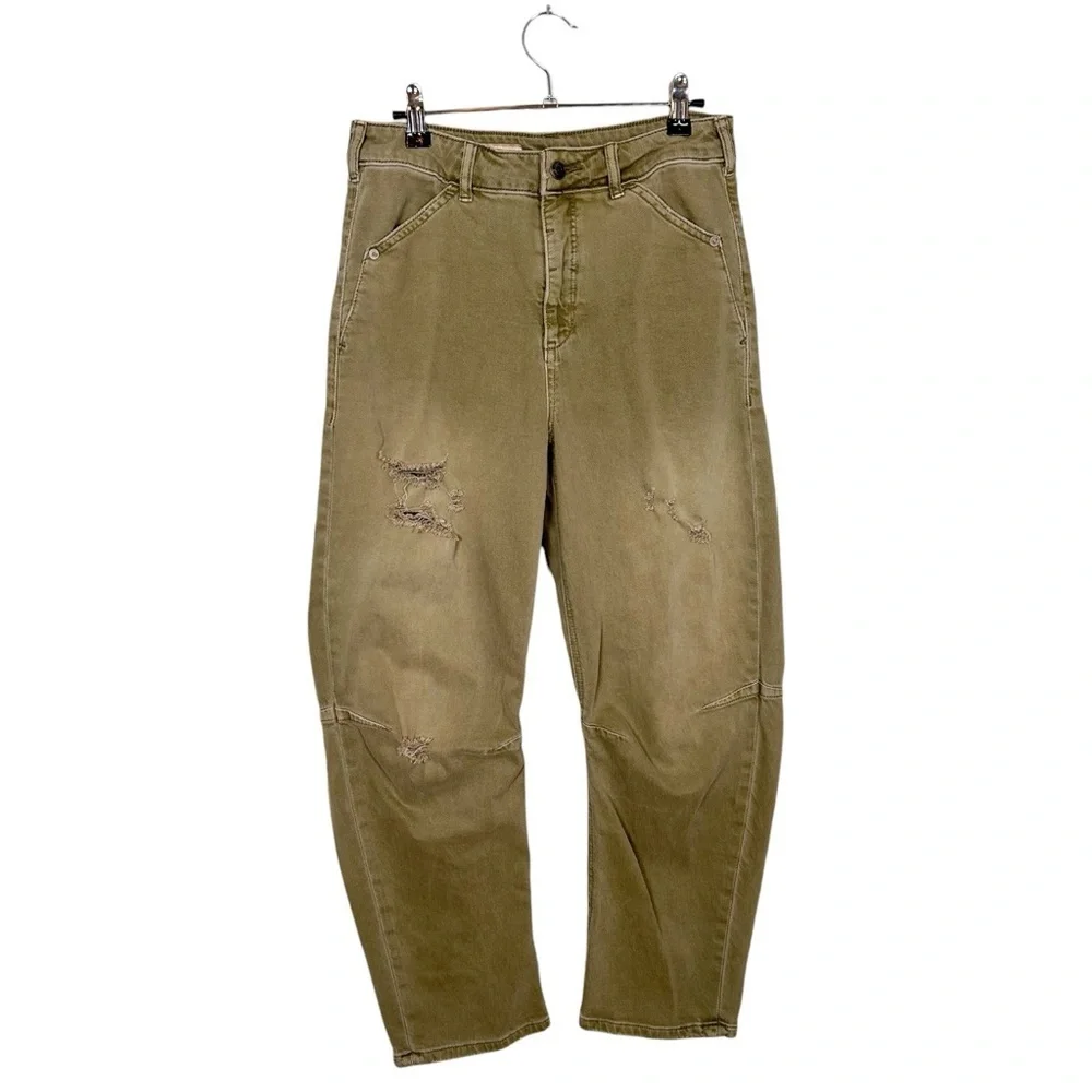 Pilcro Anthropologie The Bow Green Boyfriend Curved Jeans